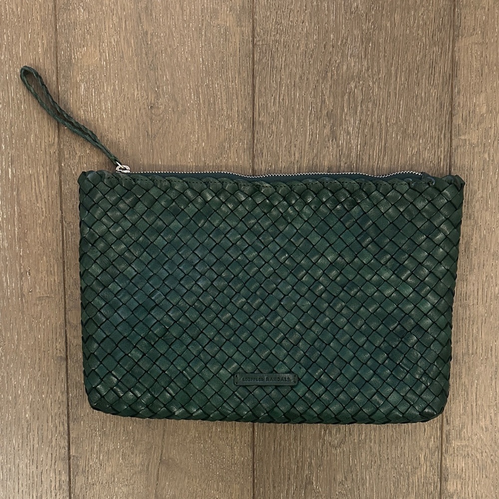 Loeffler Randall Forest Green Woven Clutch